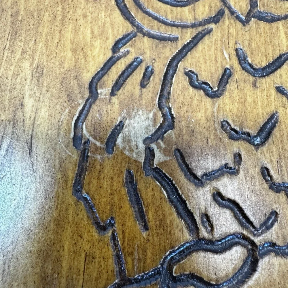 Vintage Wood  Carved Owl Plaque‎